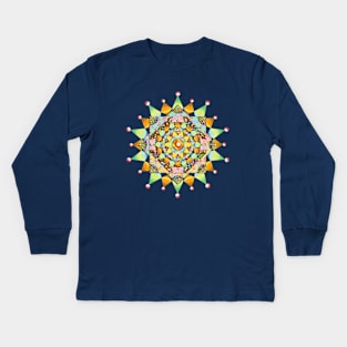 Patchwork Filigree Mandala Kids Long Sleeve T-Shirt